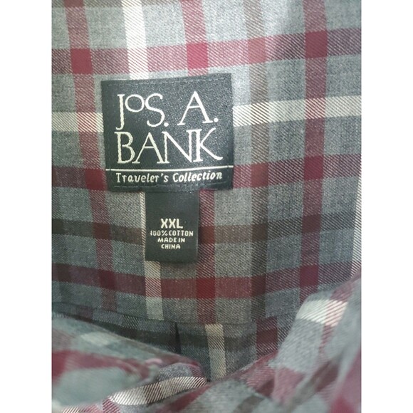 Men XXL Button Front Plaid Shirt Chest Pocket By Jos A Bank Travelers Collection - Picture 6 of 11